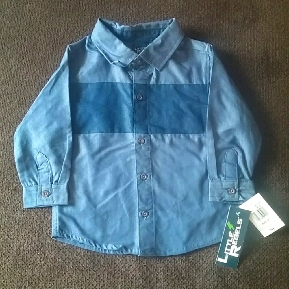 Little Rebels Blue 3T Button up